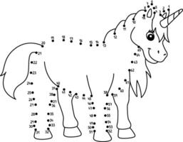 Dot to Dot Standing Unicorn Isolated Coloring Page vector