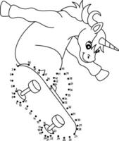 Dot to Dot Unicorn on the Skateboard Isolated vector