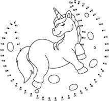 Dot to Dot Unicorn on Moon Isolated Coloring Page vector