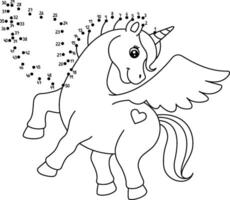 Dot to Dot Flying Unicorn Isolated Coloring Page vector