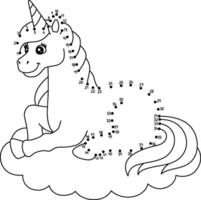 Dot to Dot Unicorn Lying on the Cloud Isolated vector