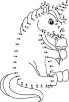 Dot to Dot Unicorn Eating Ice Cream Isolated vector