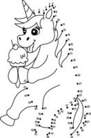 Dot to Dot Unicorn Eating Ice Cream Isolated vector