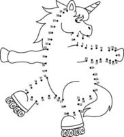 Dot to Dot Unicorn on Roller Skates Isolated vector