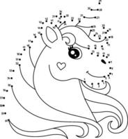 Dot to Dot Unicorn Head Isolated Coloring Page vector