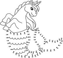 Dot to Dot Mermaid Unicorn Isolated Coloring vector