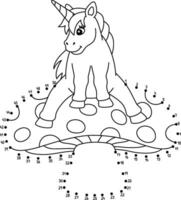 Dot to Dot Unicorn Sitting on a Mushroom Isolated vector
