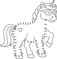 Dot to Dot Unicorn Wearing Sunglasses Isolated vector
