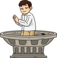 Baptism Font Child Praying Cartoon Colored Clipart vector