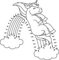 Dot to Dot Unicorn Sliding on a Rainbow Isolated vector