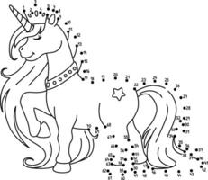 Dot to Dot Unicorn Princess Isolated Coloring vector