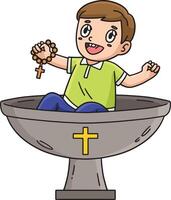Baptism Child on Font Cartoon Colored Clipart vector