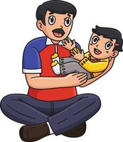 Baptism of Father and Child Cartoon Clipart vector