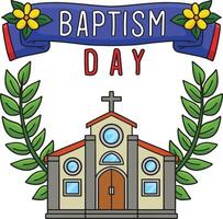 Baptism Day with a Flower Wreath Cartoon Clipart vector