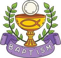 Baptism Chalice with Flower Wreath Cartoon Clipart vector