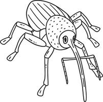 Insect Weevil Animal Isolated Coloring Page vector