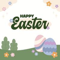 Hello Easter Egg Hunting Poster Square Banner vector