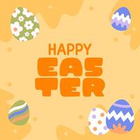 Hello Easter Egg Hunting Poster Square Banner vector