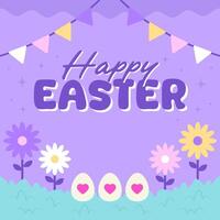 Hello Easter Egg Hunting Poster Square Banner vector