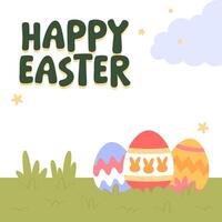 Hello Easter Egg Hunting Poster Square Banner vector