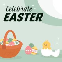 Hello Easter Egg Hunting Poster Square Banner vector