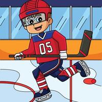 Ice Hockey Boy Player Running Colored Cartoon vector