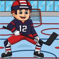 Ice Hockey Boy Player at the Ice Rink Colored vector