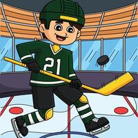 Ice Hockey Boy Player Doing Tricks Colored Cartoon vector