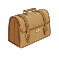 A brown bag with a handle and a red apple isolated on transparent background png