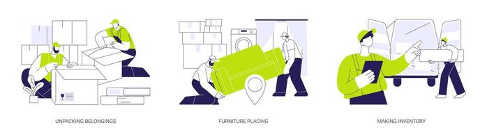 Full service moving company abstract concept illustrations. vector