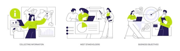 Business analysis in IT company abstract concept illustrations. vector