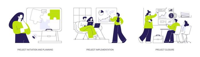 Project lifecycle abstract concept illustrations. vector