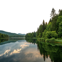 A lake with trees around it isolated on transparent background png