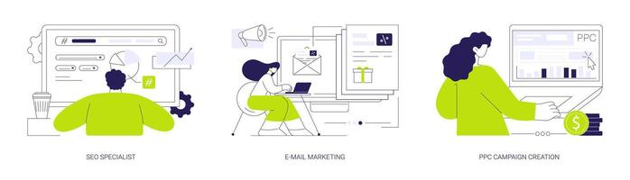 Digital marketing services abstract concept illustrations. vector