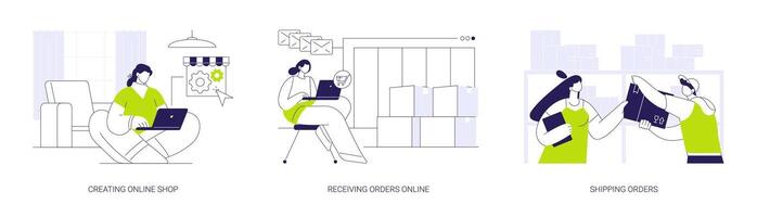 Ecommerce store owner abstract concept illustrations. vector
