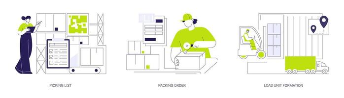 Order consolidation abstract concept illustrations. vector