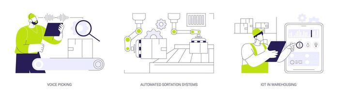 Inventory technologies abstract concept illustrations. vector