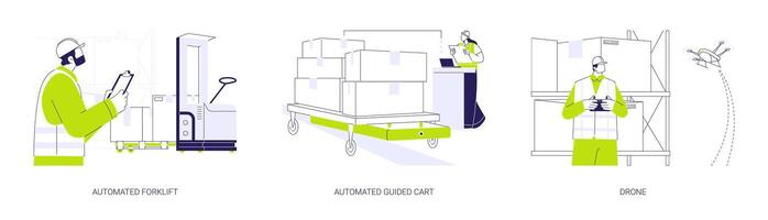 Automated guided vehicles abstract concept illustrations. vector