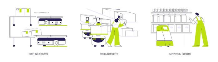 Autonomous mobile robots abstract concept illustrations. vector