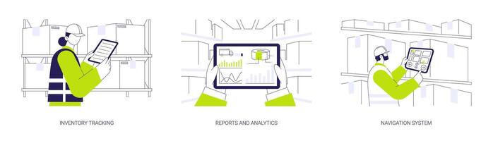 Warehouse management system abstract concept illustrations. vector