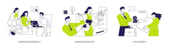 Corporate goals and values abstract concept illustrations. vector
