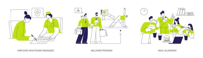 Workers wellbeing abstract concept illustrations. vector
