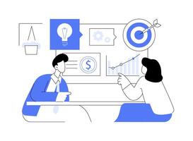 Briefing with a client isolated cartoon illustrations. vector