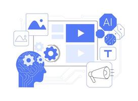 AI-Driven Content Creation abstract concept illustration. vector
