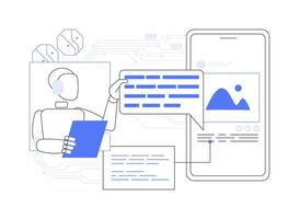 AI-Driven Caption Creation abstract concept illustration. vector