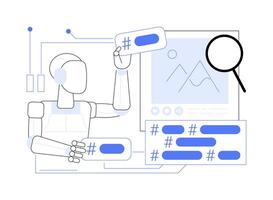 AI-Powered Hashtag Suggestions abstract concept illustration. vector