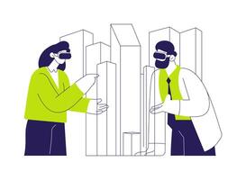 Virtual reality in architecture abstract concept illustration. vector