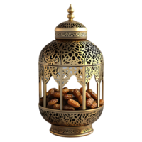 Golden Arabic Lantern Filled with Dates A Symbol of Ramadan and Festivity png