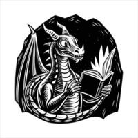 Astral Dragon With Book. vector