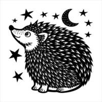 Hedgehog one line art continuous vector